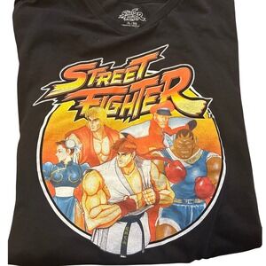Street Fighter Video Game Graphic T Shirt Mens XL Black Retro Fighting Game Tee